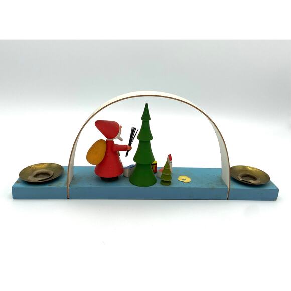 Vintage German Wooden Christmas Display Double Candleholder Wood Arch GDR - READ - Picture 3 of 9